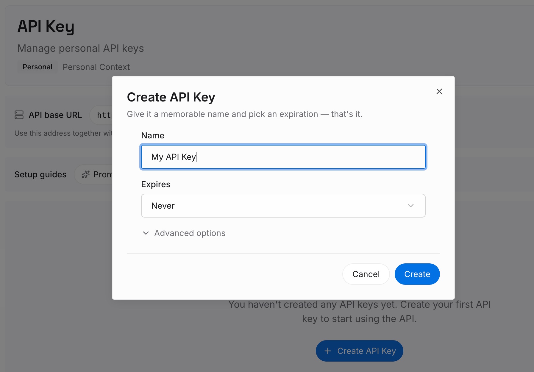 创建 MemoryLake API 密钥