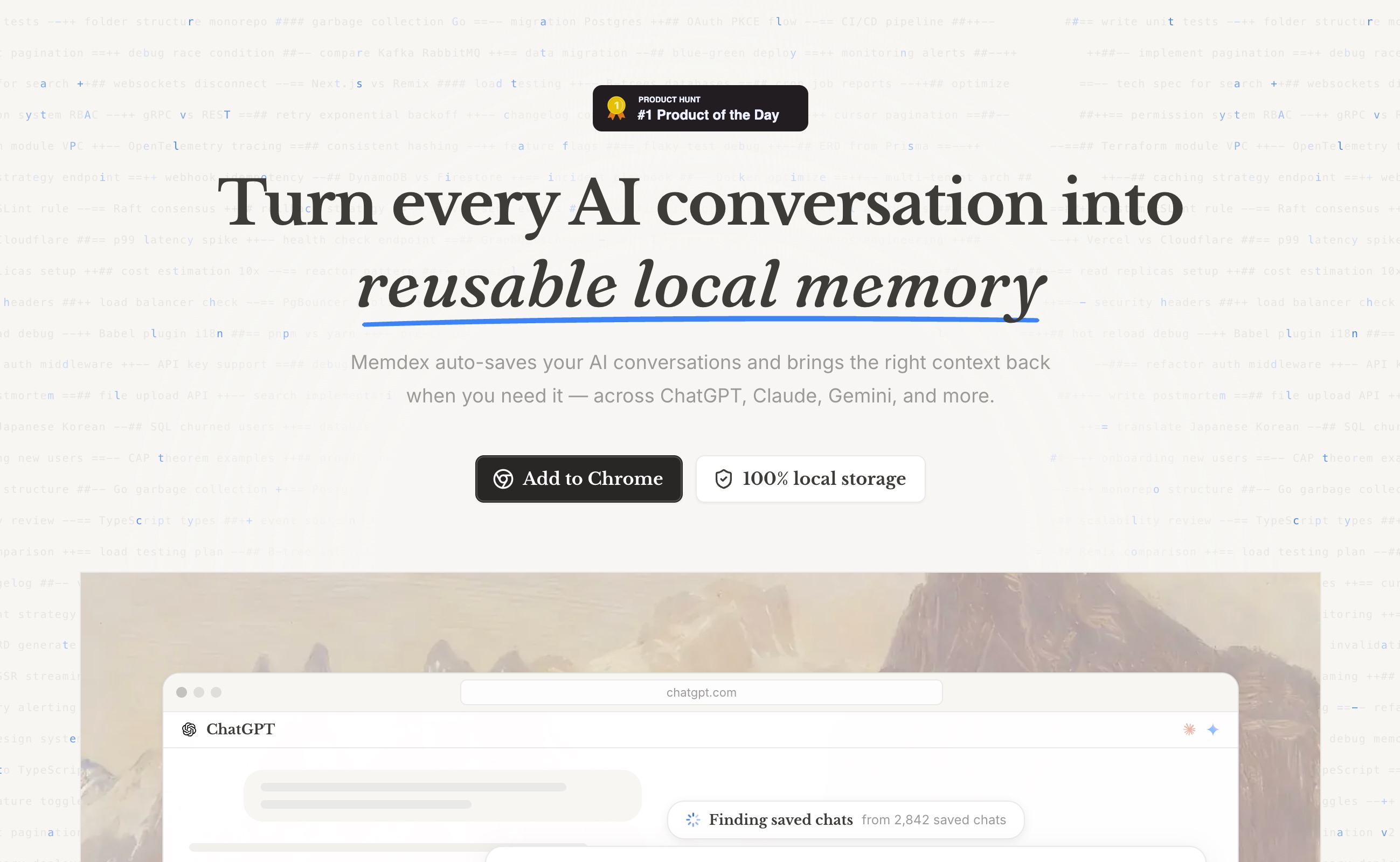 Memdex 跨 AI 工具的本地 Chrome 扩展程序记忆